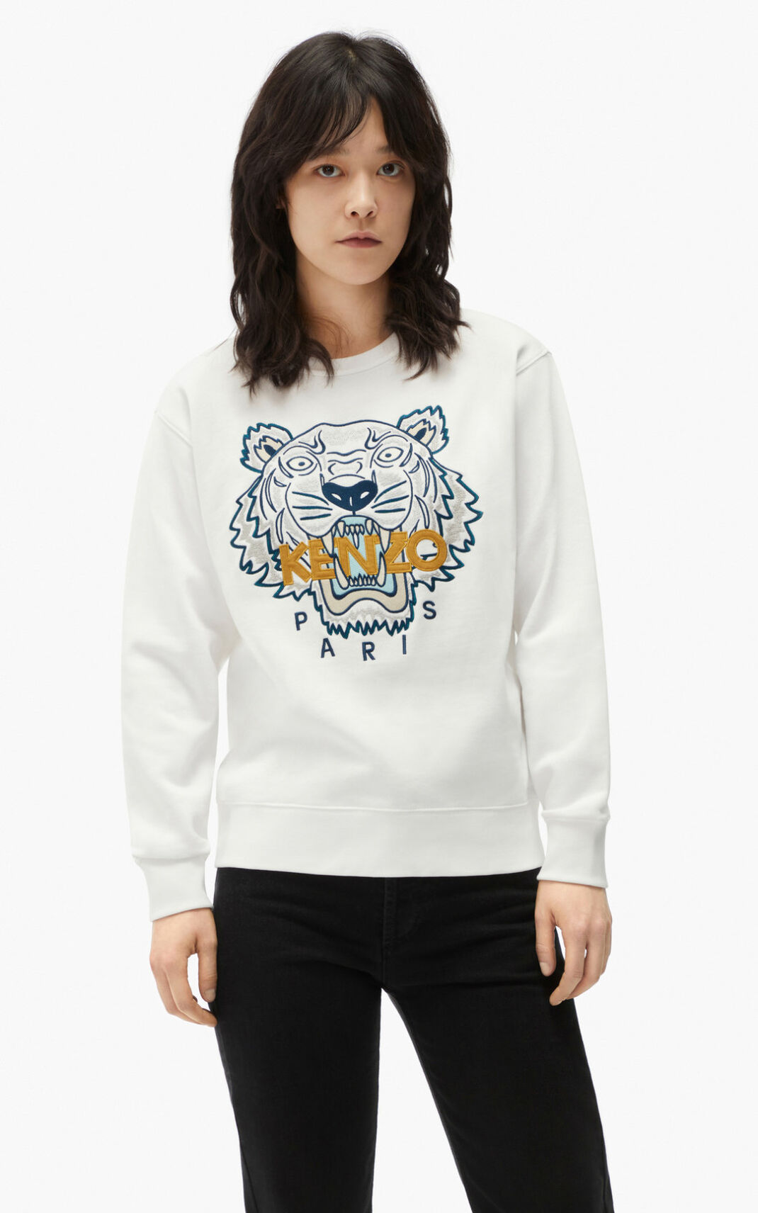 Sweatshirt Kenzo Tiger Feminino - Branco | 418BYKCZL